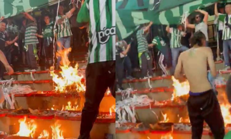 Tribunas del Atanasio Girardot ardieron en llamas por furia de hinchas del Atlético Nacional